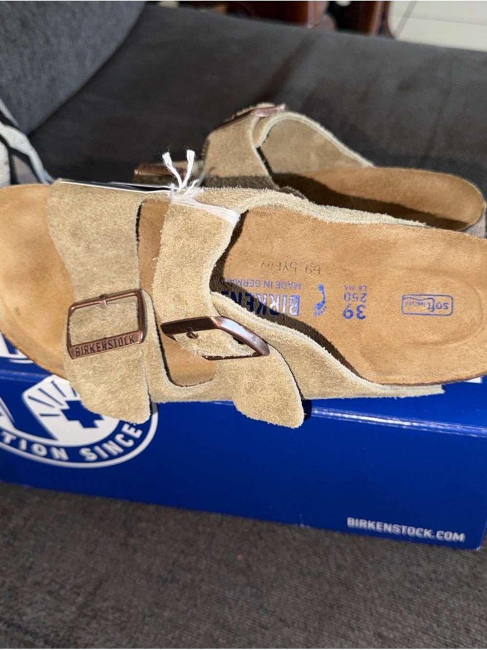 Birkenstock Arizona Suede Sandals in Light Brown